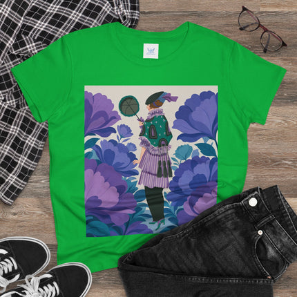 💜🌸 The Violet Garden Promenade Cotton Tee – Art Deco Floral Fashion