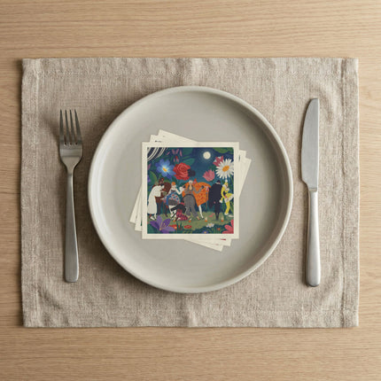 🌙🎭 The Moonlit Garden Masquerade Napkins – Art Deco Floral Fantasy