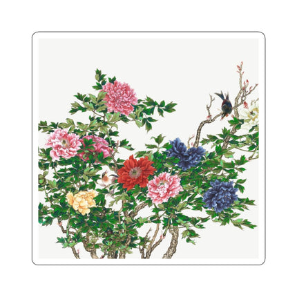 Peonies and Birds by Okamoto Shuki Kiss-Cut Stickers (4 Sizes)