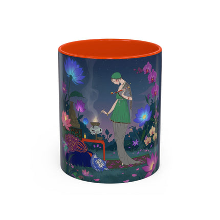 Moonlit Incense Ceremony Colorful Mugs – Art Deco Meditation Garden