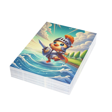 🦆⚔️ The Little Duck Knight’s River Quest Greeting Card – Whimsical Animal Adventure