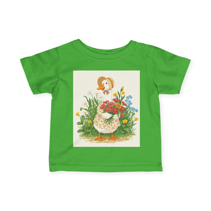 🪿🌸 The Little Flower Garden Goose Infant Fine Jersey Tee – Whimsical Woodland Charm