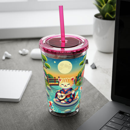 Melodic Kitten by the Koi Pond Sunsplash Tumbler with Straw, 16oz