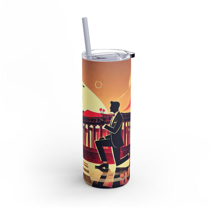 Art Deco Valentine's Romance Skinny Matte Tumbler, 20oz