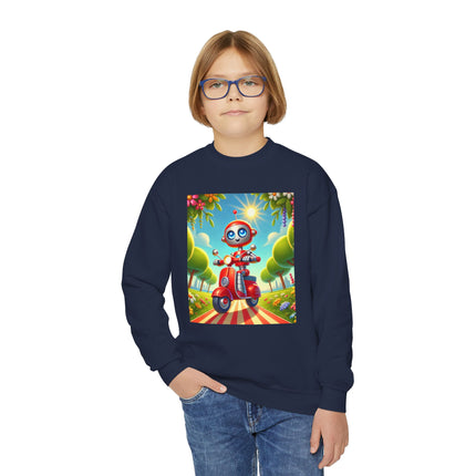 The Traveling Robot Youth Crewneck Sweatshirt – Adventure, Curiosity & Playful Discovery