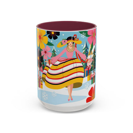 🌼🎄 The Christmas Blossom Belle Colorful Mug – Colorful Art Deco Holiday Fantasy