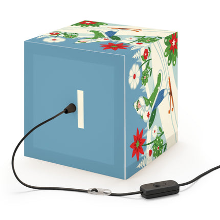🎿❄️ The Winter Garden Skier Light Cube Lamp – Whimsical Holiday Fantasy