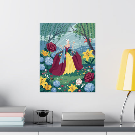 🌺👑 The Lady Of The Grand Flower Garden Matte Vertical Poster – Art Deco Floral Elegance
