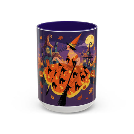 🐈‍⬛🎃 The Black Cat Witch Of Pumpkin Manor Colorful Mug – Whimsical Halloween Charm
