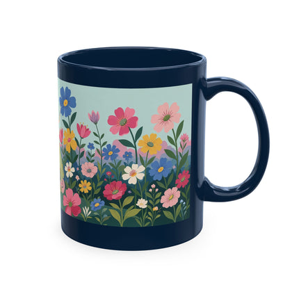 🌼🪭 The Lady Of The Grand Flower Garden Ceramic Mug – Art Deco Garden Whimsy