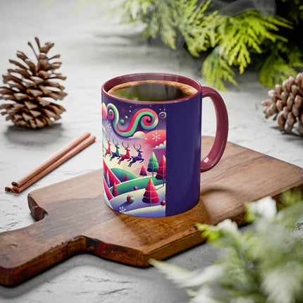 Festive Reindeer Flight Colorful Mugs (11oz, 15oz)