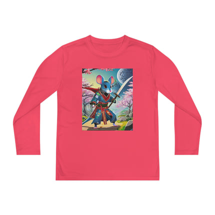 Cyber Samurai Rat Youth Long Sleeve Competitor Tee – Neon Warriors & Futuristic Adventure
