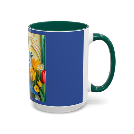 Blue Jays in a Spring Garden Colorful Mugs (11oz, 15oz)