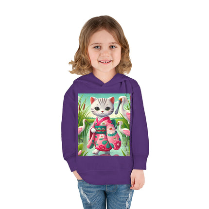 Geisha Kitten Strolls Among the Spoonbills Toddler Pullover Fleece Hoodie