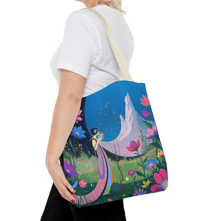 🌸🏔️ The Lady Of The Mountain Garden Tote Bag – Art Deco Floral Fantasy