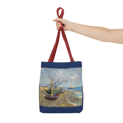 Fishing Boats on the Beach at Saintes-Maries by Vincent Van Gogh Tote Bag (AOP)