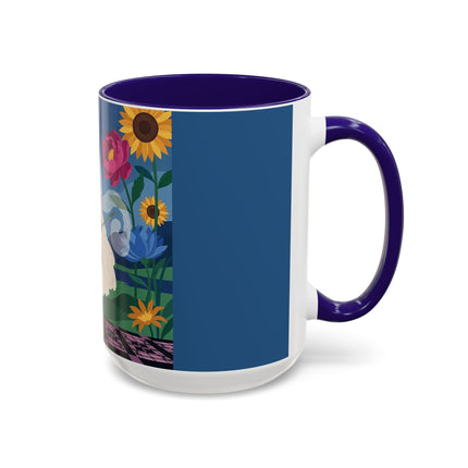 The Lady Of The Golden Parasol Colorful Mugs – Art Deco Botanical Elegance