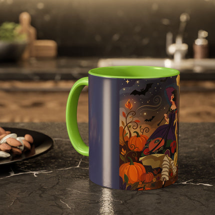 🌙🎃 The Moonlit Garden Walk Colorful Mug – Elegant Halloween Charm