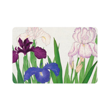 Vintage Iris Harmony Pet Food Mat – Purple & Blue Bloom