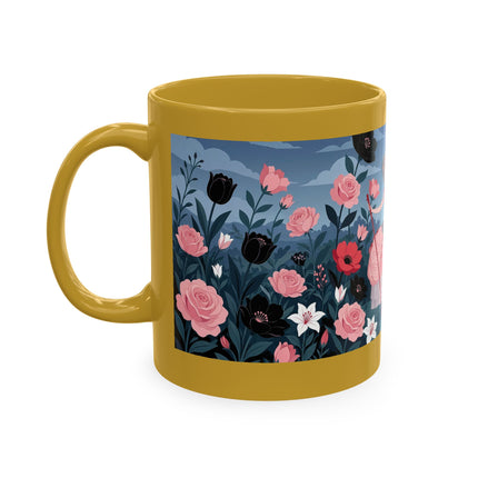 🌹🖤 The Lady Of The Midnight Rose Garden Ceramic Mug – Art Deco Floral Elegance