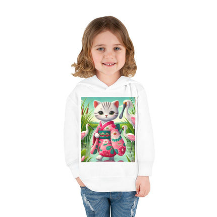 Geisha Kitten Strolls Among the Spoonbills Toddler Pullover Fleece Hoodie