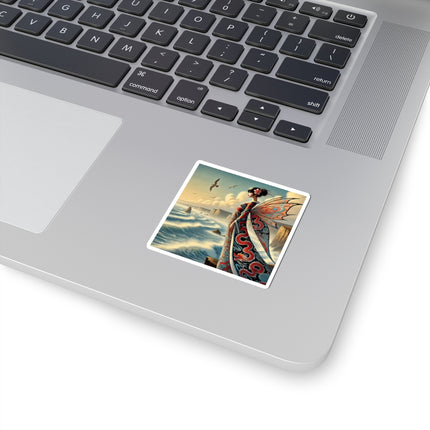 🌊🧚 Coastal Fairy Kiss-Cut Sticker – Serene Grace & Oceanic Magic