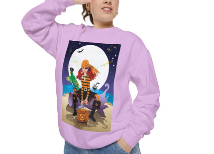 Moonlit Pirate Halloween Unisex Garment-Dyed Sweatshirt