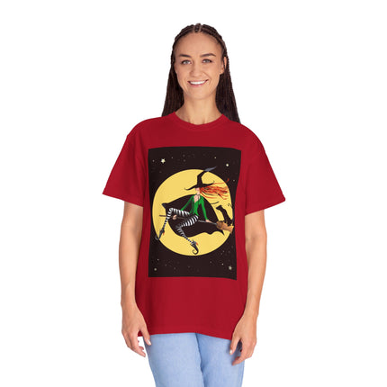 A Witch’s Moonlit Flight Unisex Garment-Dyed T-shirt