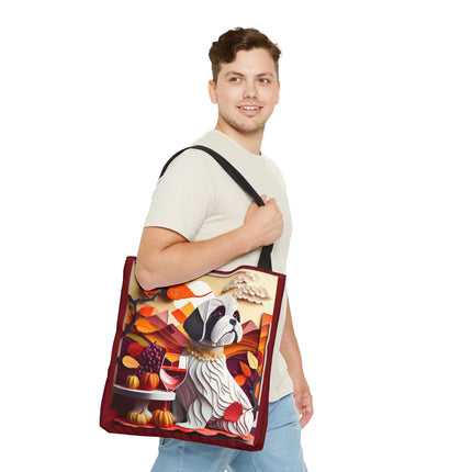 Shih Tzu at an Autumn Wine Tasting Tote Bag (AOP)