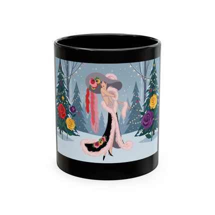🏮🎄 The Winter Lantern Celebration Ceramic Mug – Art Deco Asian Christmas Elegance