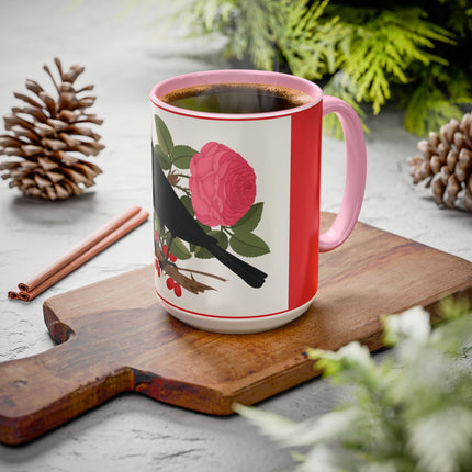 Blackbird & Rose Colorful Mugs – Timeless Elegance & Nature's Harmony