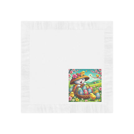 Geisha Kitten’s Easter Delight White Coined Napkins