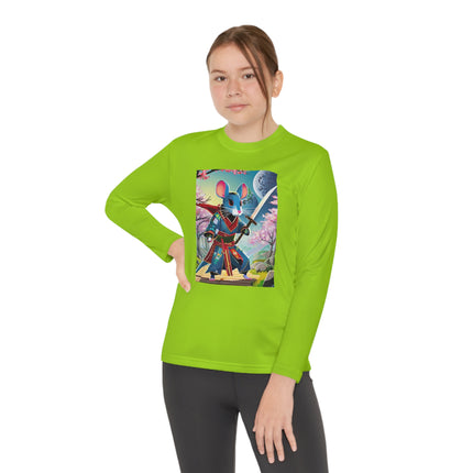 Cyber Samurai Rat Youth Long Sleeve Competitor Tee – Neon Warriors & Futuristic Adventure