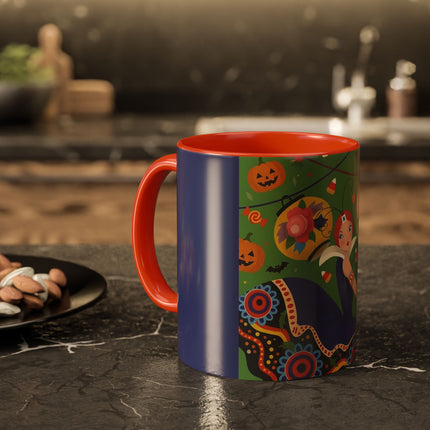 🏮🎃 The Lady Of Halloween Lanterns Colorful Mug – Colorful Art Deco Halloween Charm