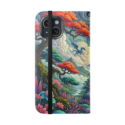 Mystic Guardian of the Sky Flip Case – Warrior Fairy & Turquoise Dragon