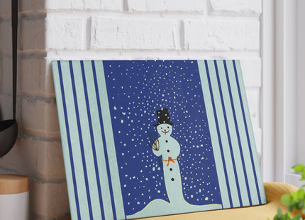 Snowman in Falling Snow Glass Cutting Board