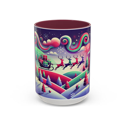 Festive Reindeer Flight Colorful Mugs (11oz, 15oz)