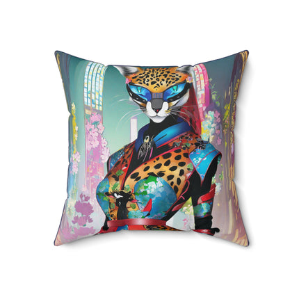 Cyber Cat Glamour Spun Polyester Square Pillow