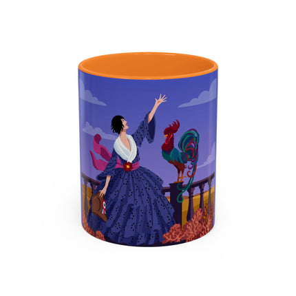 The Dawn Serenade Colorful Mug (11oz, 15oz) – Rooster Beauty, Morning Charm & Art Deco Elegance