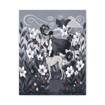 🖤🌸 The Greyhound Floral Promenade Placemat – Art Deco Monochrome Fashion