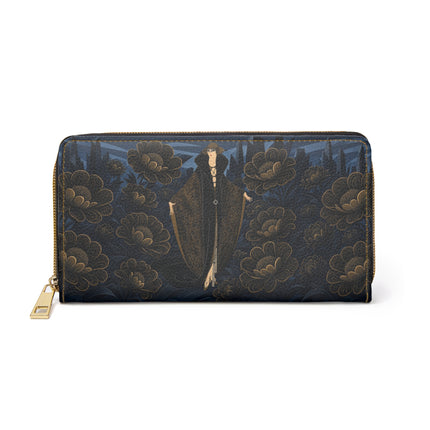 🖤🥀 The Midnight Golden Blossom Wallet – Art Deco Noir Elegance