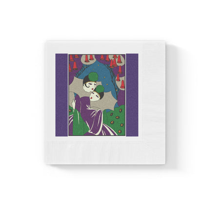 Two Pierrots White Coined Napkins