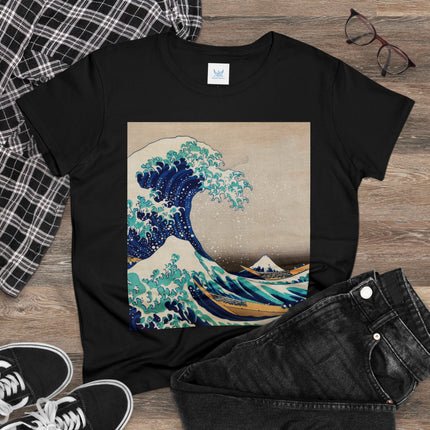 The Great Wave off Kanagawa by Katsushika Hokusai Women's Midweight Cotton Tee