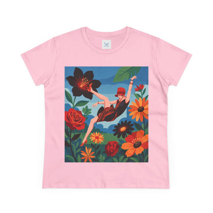 🌺✨ The Lady In The Fabulous Flowers Cotton Tee – Art Deco Floral Fantasy