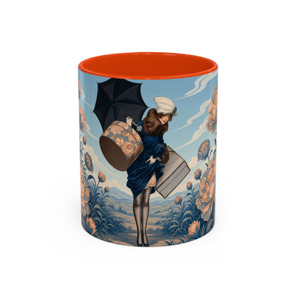 ☔🌸 The Grand Floral Journey Colorful Mug – Art Deco Travel Elegance