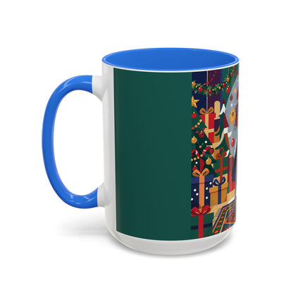 ☃️🎄 The Snowman's Christmas Companion Colorful Mug – Art Deco Holiday Fantasy