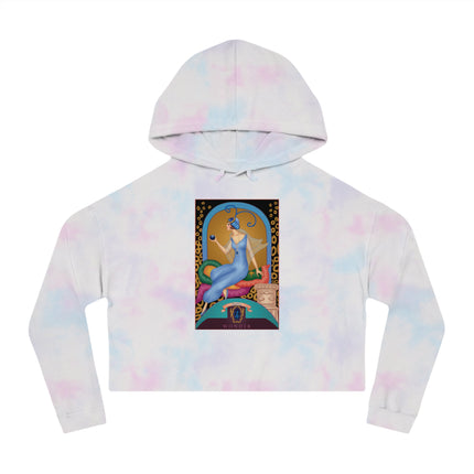 September & Sapphire (from the Gem Series) by Sofia Chiostri Women’s Cropped Hooded Sweatshirt