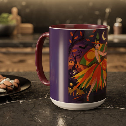 🎃🧙 The Witch Of Jack-O'-Lantern Hollow Colorful Mug – Whimsical Halloween Charm