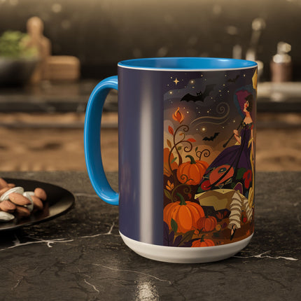 🌙🎃 The Moonlit Garden Walk Colorful Mug – Elegant Halloween Charm