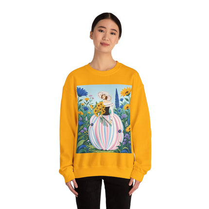 🌻🎀 The Sunflower Garden Bouquet Crewneck Sweatshirt – Art Deco Floral Elegance